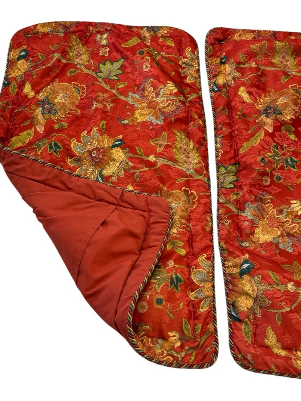 2 J Queen New York Key Largo Padded Pillow Shams King Orange Jacobean Floral